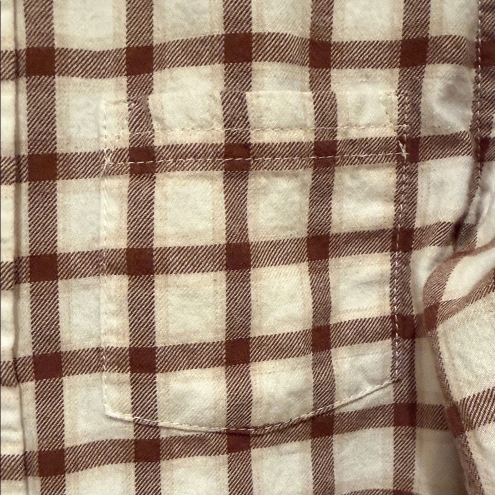 Boys Size 6 Janie and Jack Brown Plaid Button Down Shirt Long Sleeve Cotton